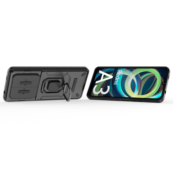 Telefontok a Xiaomi Redmi A3, KickStand Camera Lens, fekete