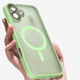Tok iPhone 16 Plus-hoz, MagSafe, ERBORD Matt Case, világoszöld + képernyőüveg
