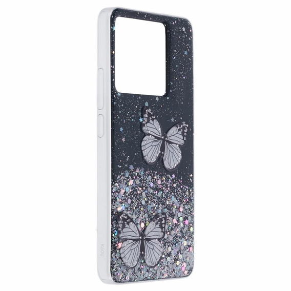 Tok Xiaomi 13T / 13T Pro / Redmi K60 Ultra, Glitter Butterfly, fekete