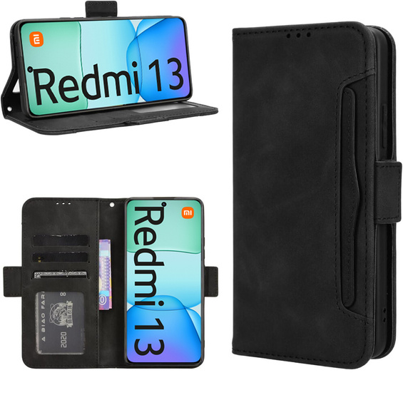 Pattintható tok a Xiaomi Redmi 13, Card Slot, fekete