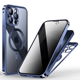 Tok iPhone 15 Pro Max készülékhez, Privacy Dual Glass, MagSafe-hoz, kék