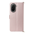 Tok patenttal a Xiaomi Redmi A5-hez, Crossbody Leather Wallet, rózsaszín