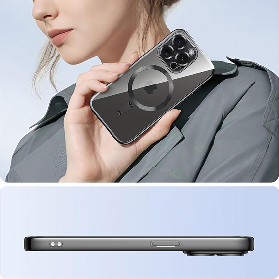 Tok iPhone 15 Pro Max-hoz, Electro MagSafe, fekete + üveg a képernyőhöz