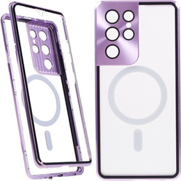Magnetic Dual Glass MagSafe tok Samsung Galaxy S21 Ultra, lila