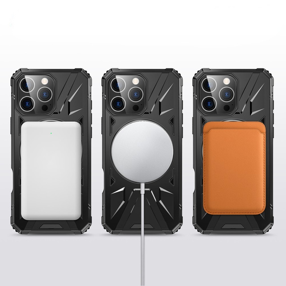 Tok iPhone 16 Pro Max-hoz, páncélozott, állvánnyal és fogantyúval, fekete