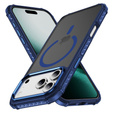 Matt tok iPhone 17 Pro Max készülékhez, páncélozott, MagSafe-hoz, füstös, kék oldallal