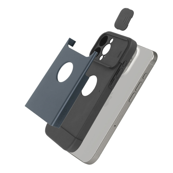Telefontok a iPhone 15 Pro, ERBORD MagProtect Slide Camera, titánium kék