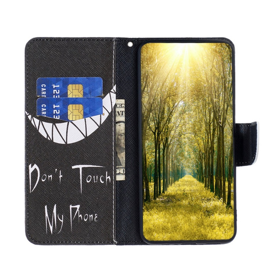 Pattintható tok a Motorola Edge 40 Neo, Wallet, Don't Touch My Phone, fekete