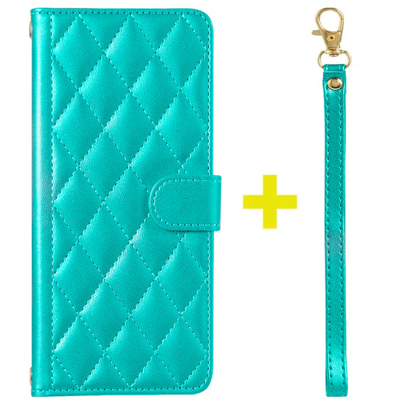 Flap tok Samsung Galaxy A16, Rhombus Crossbody Leather, zöld