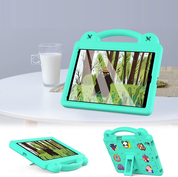 Gyermek tok Lenovo Tab M10 X505F X605F / Tab P10-X705F/L / Huawei T5 10.1, Cute Patterns, állvánnyal, zöld