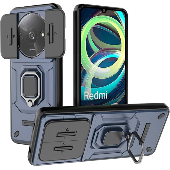 Telefontok a Xiaomi Redmi A3, KickStand Camera Lens, kék