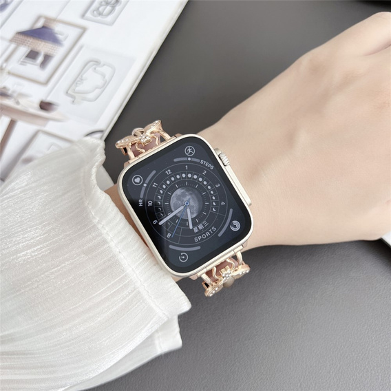 Bőrszíj Apple Watch 1/2/3/4/4/5/6/7/8/SE/Ultra 42/44/45/49mm, bézs színű