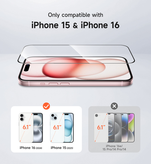2x SURITCH edzett üveg iPhone 16 / 15 készülékekhez
