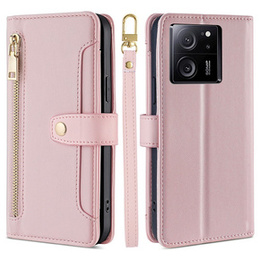 Pattintható tok a Xiaomi 13T / 13T Pro / Redmi K60 Ultra Wallet Zipper Pocket, Wallet Zipper Pocket, rózsaszín
