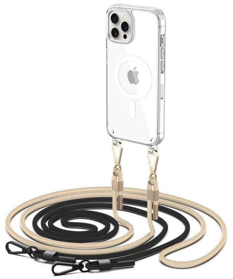 Tok zsinórral iPhone 16 Pro-hoz, ERBORD MagSafe, átlátszó + képernyőüveg