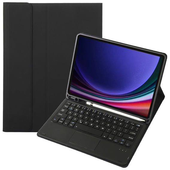 Tok + billentyűzet Samsung Galaxy Tab S9, Leather Pen Slot TouchPad, fekete