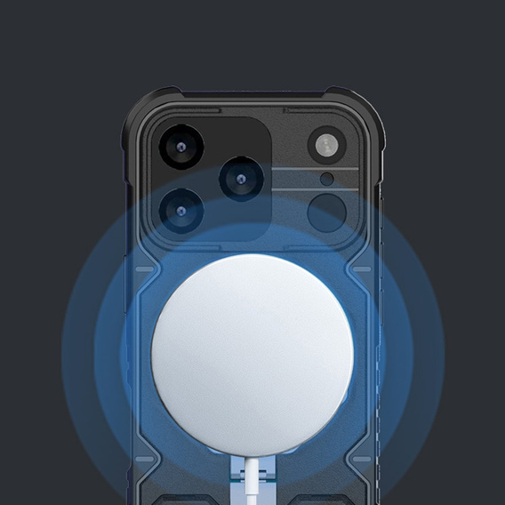Tok iPhone 17 Pro készülékhez, MagSafe, páncélozott, állvánnyal, fekete