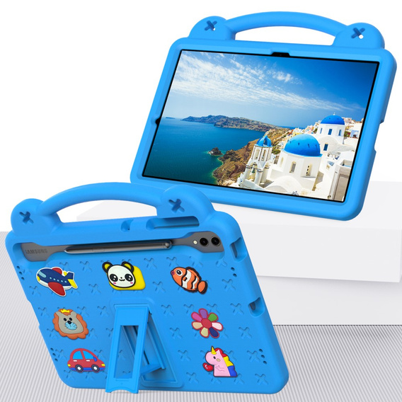 Gyermek tok Samsung Galaxy Tab S10+ Plus, Cute Patterns, állvánnyal, kék
