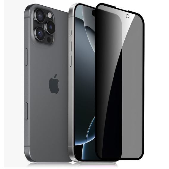 2x edzett adatvédelmi üveg az iPhone 17 Pro/17/16 Pro-hoz, ERBORD 9H Easy App Anti-Peep