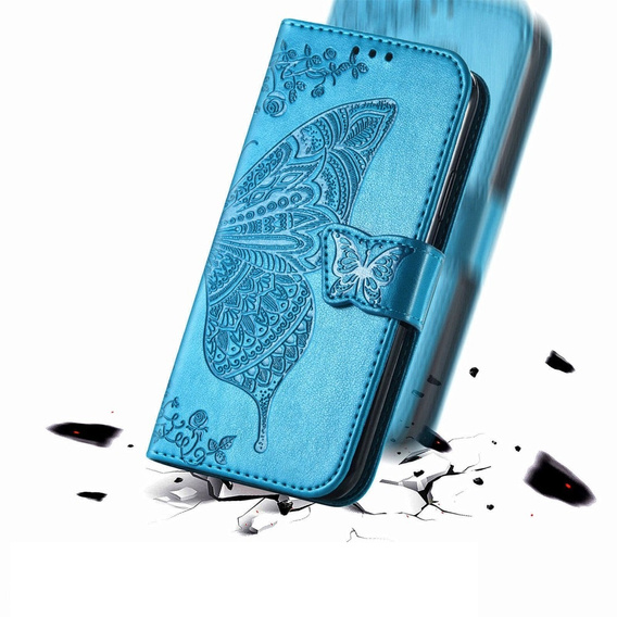 Pattintható tok a Motorola Moto G86 5G, Butterfly, kék