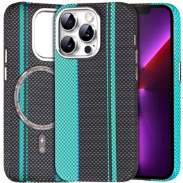 Tok iPhone 13 Pro, Carbon Fiber MagSafe, fekete / kék