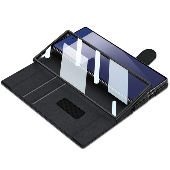 Tárca tok fekete tok patenttal Samsung Galaxy Z Fold 7 5G számára