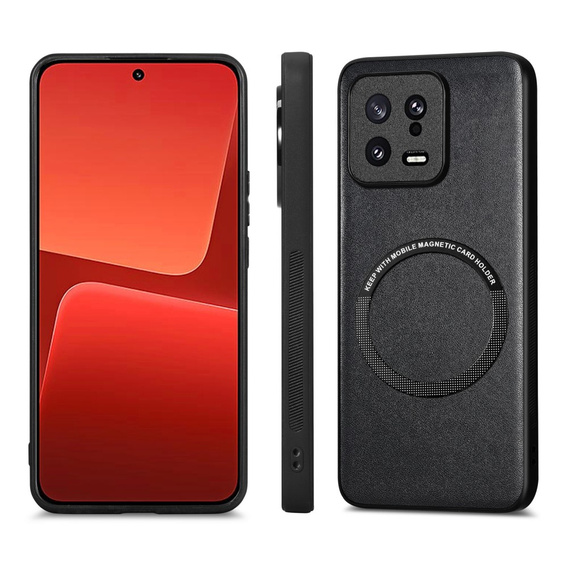 Telefontok a Xiaomi 13, Leather Hybrid MagSafe, fekete