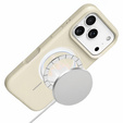 Szilikon tok iPhone 17 Pro készülékhez, MagSafe, ütésgátló, bézs színű