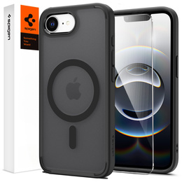 MagSafe Spigen tok iPhone 16E, Ultra Hybrid, átlátszó / fekete + 9H edzett üveg