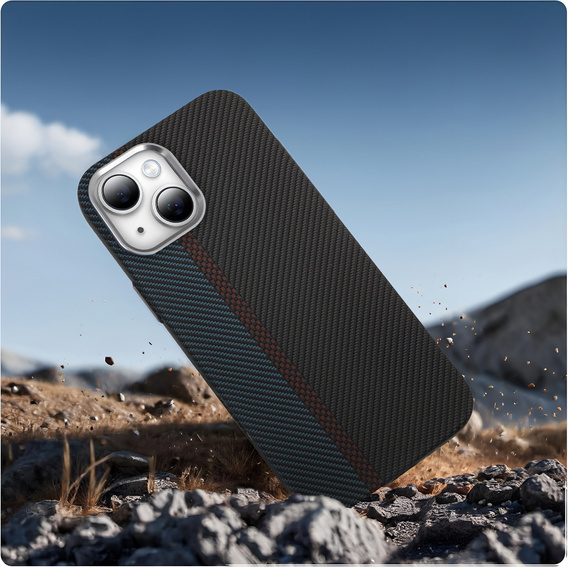Tok iPhone 15, Carbon Fiber MagSafe, fekete / kék