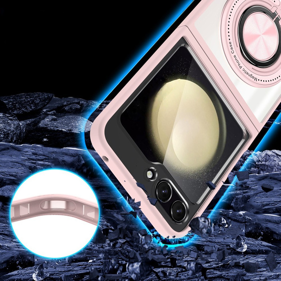 Tok Samsung Galaxy Z Flip7 FE / Z Flip6, Corners Dropproof, MagSafe-hoz, átlátszó / rózsaszín
