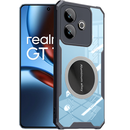 Tok Realme GT 7 / 7T, mágneses lemezzel, átlátszó / fekete