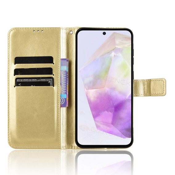 Pattintható tok a Samsung Galaxy A56, Crazy Horse Wallet, arany
