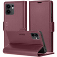 Tok Oppo Reno 13F / Oppo Reno 13FS, ERBORD Glossy Litchi, pénztárca patenttal, piros