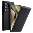 MELKCO flip tok Samsung Galaxy S25 Ultra-hoz, bőr, flip, fekete