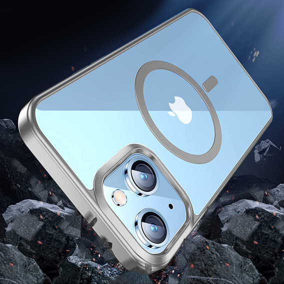 Telefontok a iPhone 14, ERBORD Hybrid MagSafe Case, ezüst