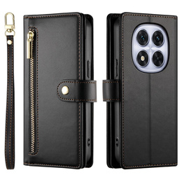 Pattintható tok a Xiaomi Redmi Note 14 Pro 5G / Poco X7 5G, Wallet Zipper Pocket, fekete