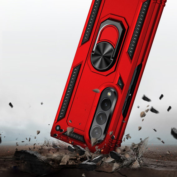 Páncélozott telefontok a Samsung Galaxy Z Fold3 5G, Nox Case Ring, piros