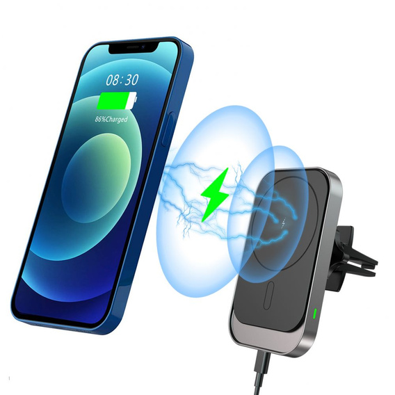 Autótartó Magsafe induktív töltővel az iPhone 12/13/14/15/16 Pro/Plus/Max készülékhez
