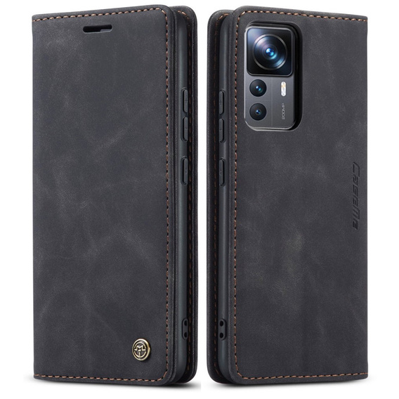 CASEME tok Xiaomi 12T / 12T Pro, Leather Wallet Case, fekete