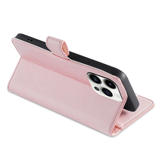 Pattintható tok a iPhone 14 Pro Max, Wallet Zipper Pocket, rózsaszín