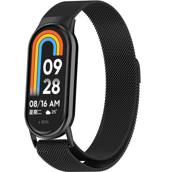 Milánói karkötő szíj tokkal a Xiaomi Smart Band 10 / 9 / 8, fekete