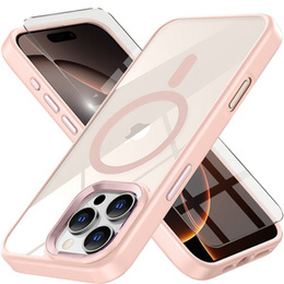 Tok iPhone 16 Pro Max-hoz, MagSafe, ERBORD Matt Case, átlátszó / rózsaszín + képernyőüveg