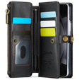Tok CASEME Samsung Galaxy Z Fold6 5G, RFID Leather Wallet, vállpánttal, fekete