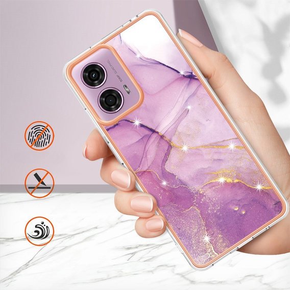Védő tok Motorola Moto G24 / G24 Power / G04, Marble Slim Case, lila