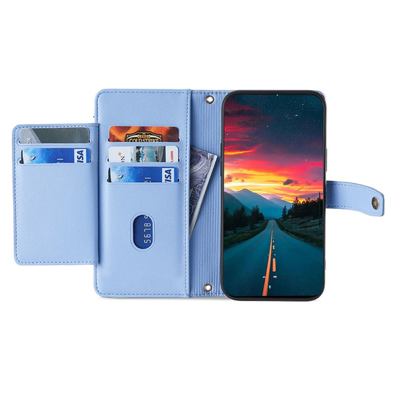 Pattintható tok a Infinix Note 40 Pro, Wallet Zipper Pocket, kék