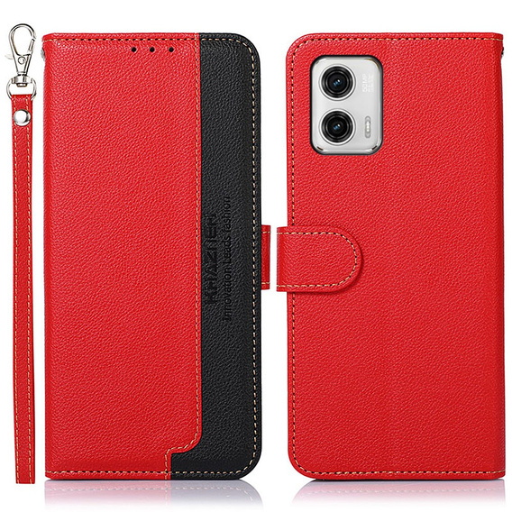 Pattintható tok a Motorola Moto G73 5G, KHAZNEH RFID, piros / fekete
