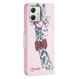 Pattintható tok a Motorola Moto G54 5G, Wallet, giraffe, rózsaszín