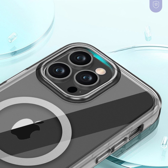 Tok iPhone 16 Pro Max, Shockproof Hybrid, fóliával, MagSafe-hoz, szürke
