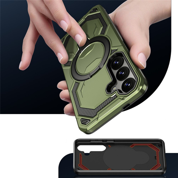 Mágneses tok állvánnyal Samsung Galaxy A57 5G készülékhez, zöld